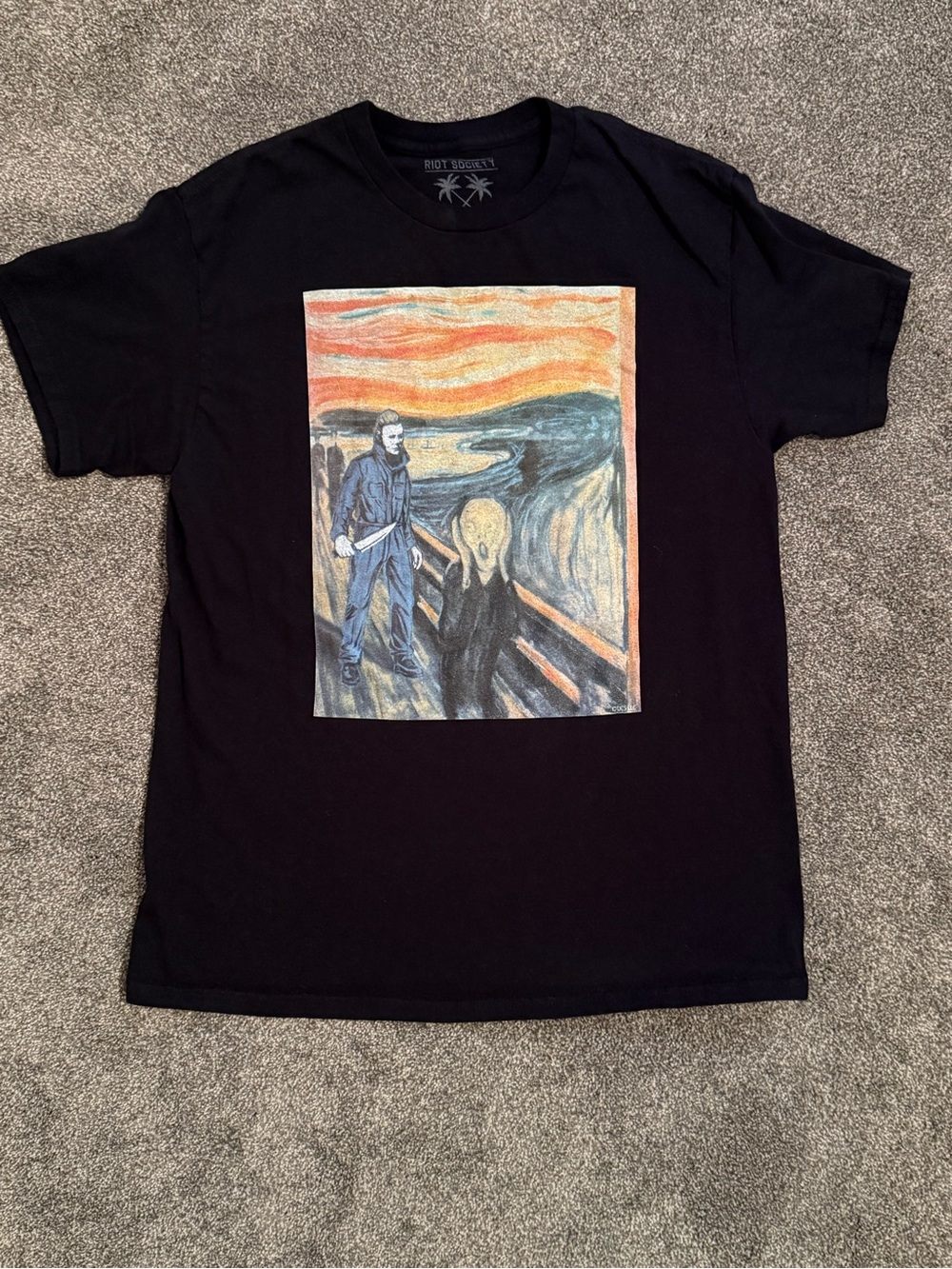 Riot Society Michael Myers "The Scream" Parody Graphic T-Shirt - Black, Medium